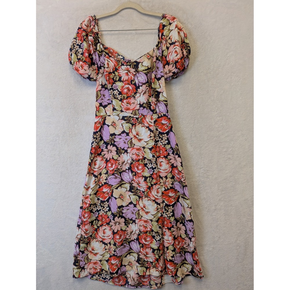 Lily Rose Junior's Size M Floral Midi Dress Smocked Puff Sleeve